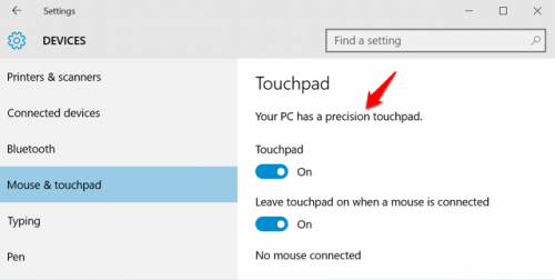 Windows 10 Precision Touchpad