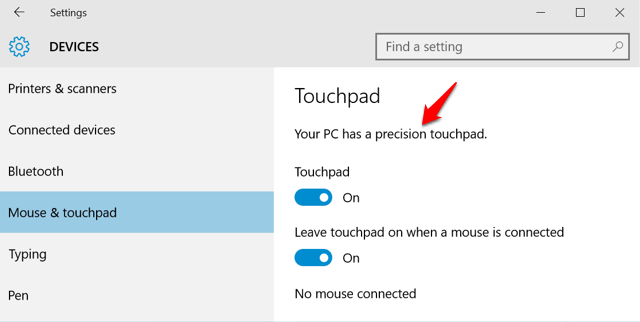 Windows 10 Devices Settings