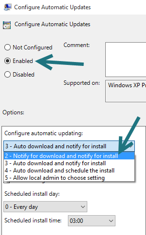 Windows 10 Group Policy Editor Configure Automatic Updates