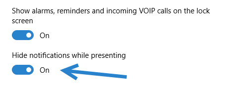 Windows 10 hide notifications while presenting