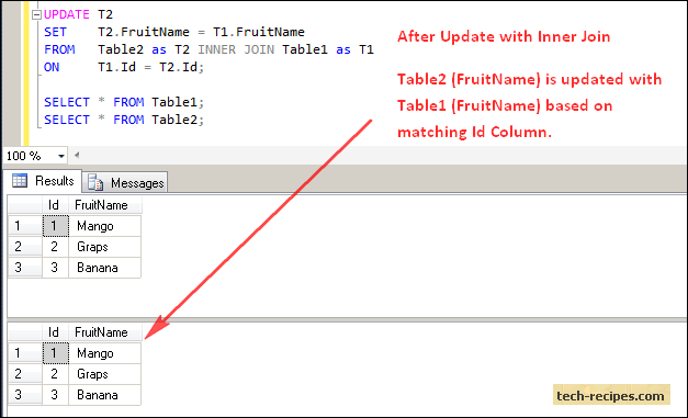 Sql update join