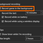 Game DVR – Settings icon- record game in background- Paint