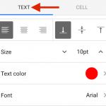 Google Sheets Mobile Format Text