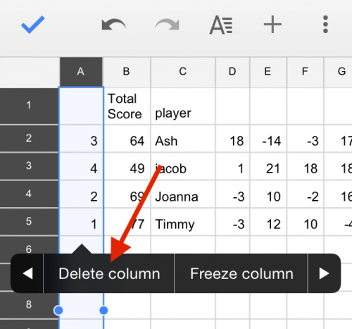 Google Sheets Delete Column