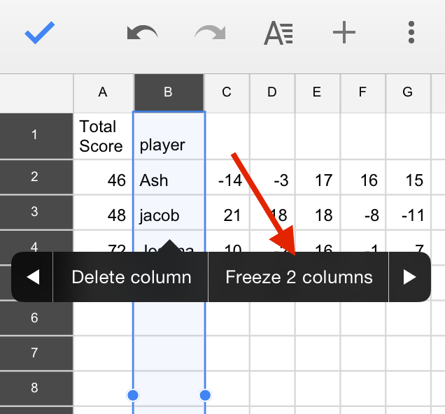 Google Sheets Freeze Columns