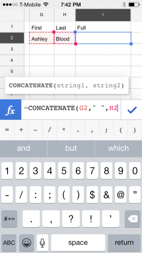 Google Sheets Concatenate Function