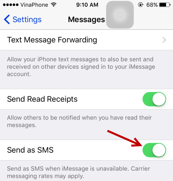 iMessage send as SMS