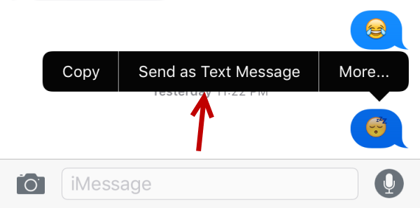 iMessages send as text message