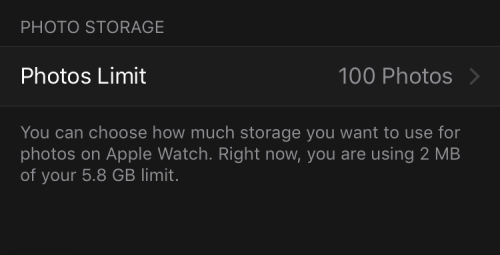 Apple Watch Photos Limit