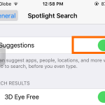 iPhone 6 – General – Spotlight Search – Siri Suggestions Button