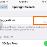 iPhone 6 – General – Spotlight Search – Siri Suggestions Button OFF