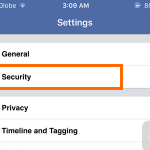 iphone – Facebook – Menu – Account Settings – Security