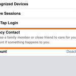 iphone – Facebook – Menu – Account Settings – Security – Legacy Contact