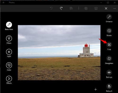 Windows 10 Photos Crop