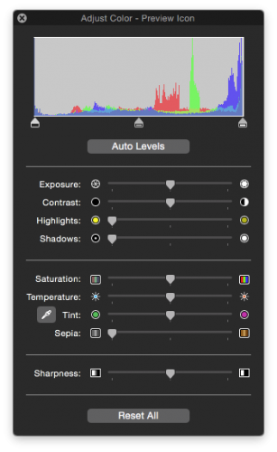 Mac Preview Color Editing Panel