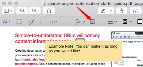 PDF add note Mac