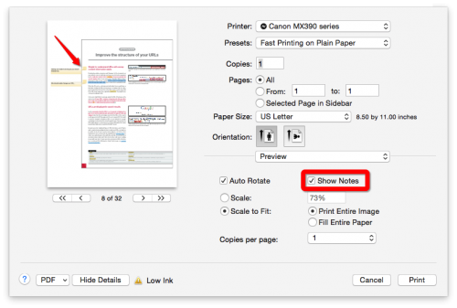 Mac Print PDF Notes