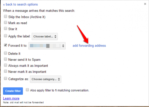 gmail filter forward