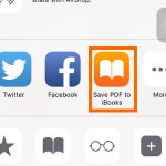 iPhone – Safari – Share – Save PDF to iBooks