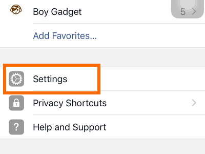 iphone - Facebook - More - Settings