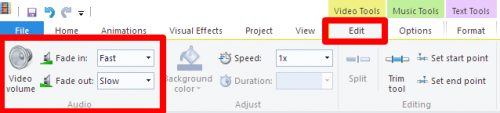 movie maker fade audio