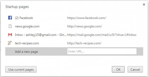 startup chrome tabs