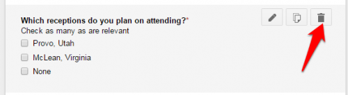 Google Forms delete question
