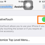 iPhone – Settings – General – Accessibility – Assistive Touch option – Switch enabled
