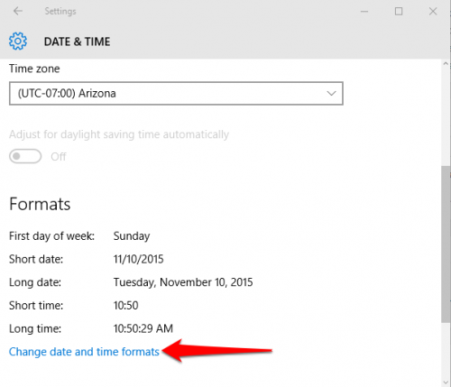 Change Date & Time format Windows 10