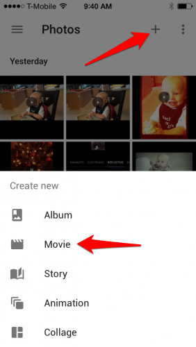 Create Google Photos Movie