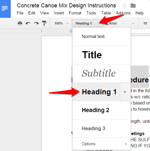 Google Doc Text Style