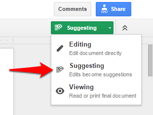 Google Docs Suggesting