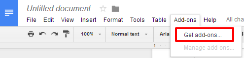 Google Docs get add-ons