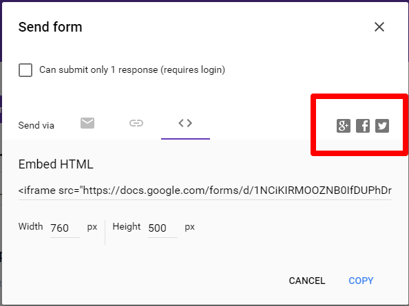 Send a Google Form Social Media