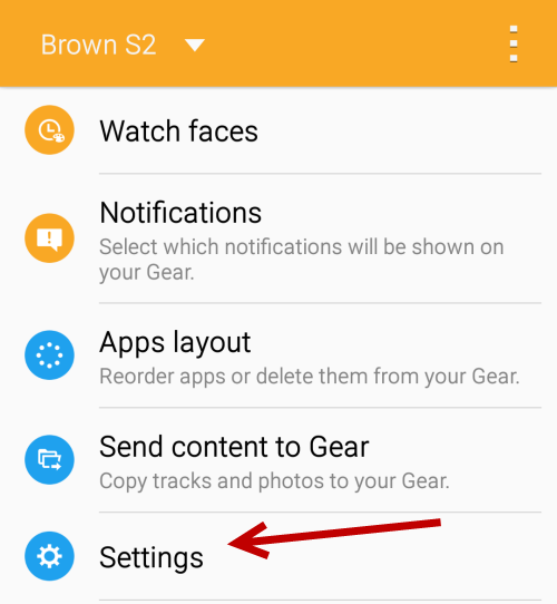 Samsung Gear S2 Settings