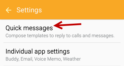 Samsung Gear S2 Quick messages