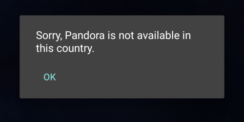 Pandora not available
