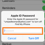 Settings – iCloud – Enter apple ID password