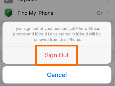 Settings - iCloud - Sign Out