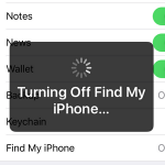 Settings – iCloud – Turning off Find my iphone