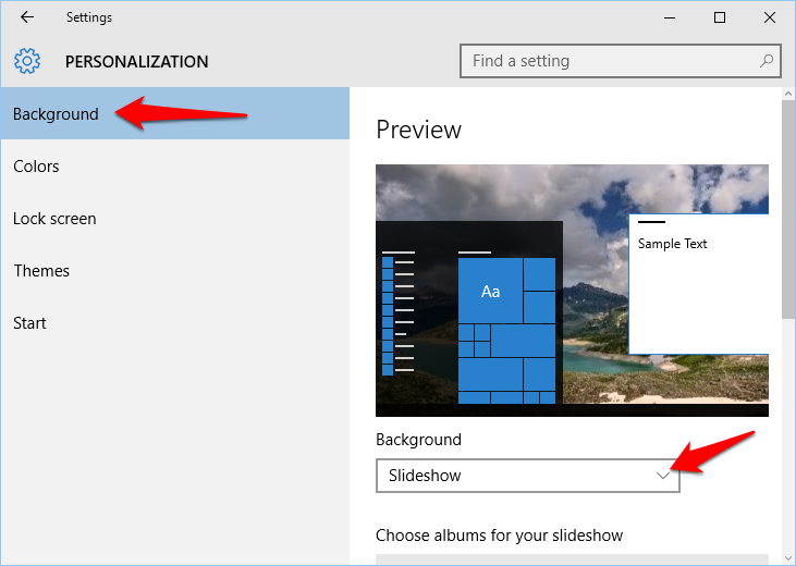 choose desktop slideshow folder