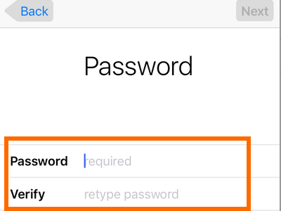 iPhone Settings - iCloud - Create a New Apple ID - Choose password. png
