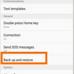 Gear S2 – Phone – Apps – Gear S2 – Settings – Backup and Restore