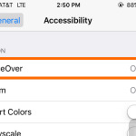 iphone – settings – general – accessibility – voice over
