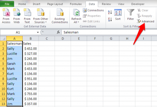 Excel Advanced Filter