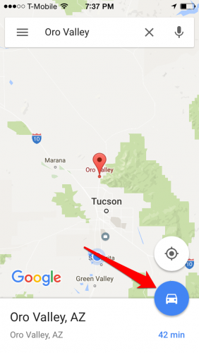Google Maps First Destination