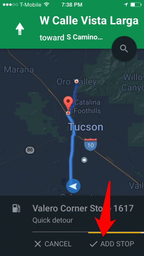 Google Maps Mobile Add Stop