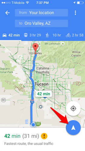 Google Maps Route Info