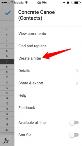 Google Sheets Create a Filter