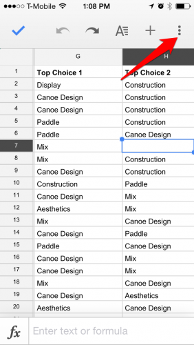 Google Sheets Menu